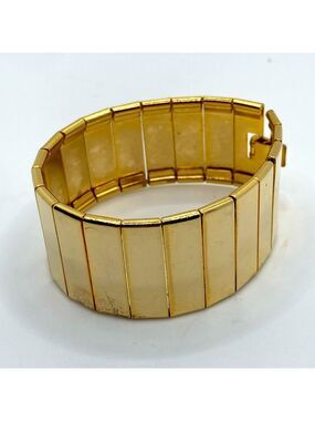 Vtg Gold Tone Cleopatra Egyptian Style Articulated Panel Bracelet 7”